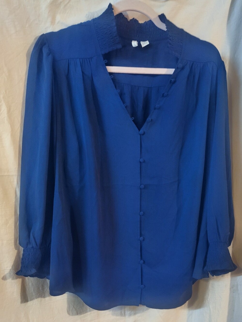 Women’s Blue Button-Front Blouse